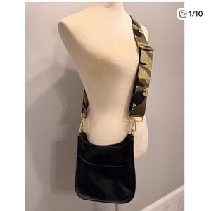 Adorned Large Crossbody Bag in Black Vegan Leather, NWT